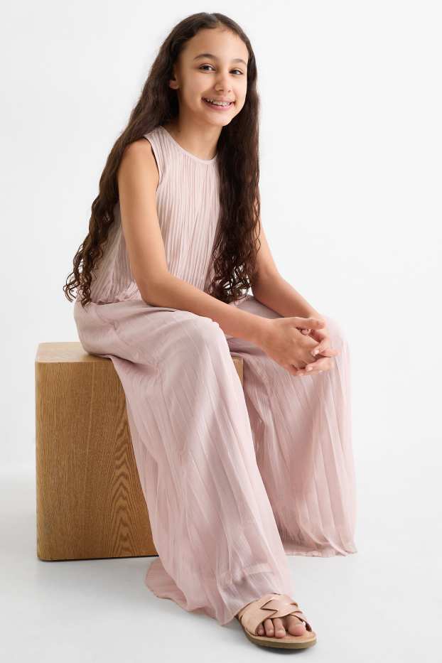 Bambine - Tuta plissettata - effetto brillante - rosa