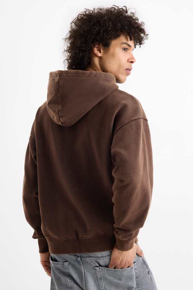 Hommes - Sweat à capuche Oversize - marron foncé
