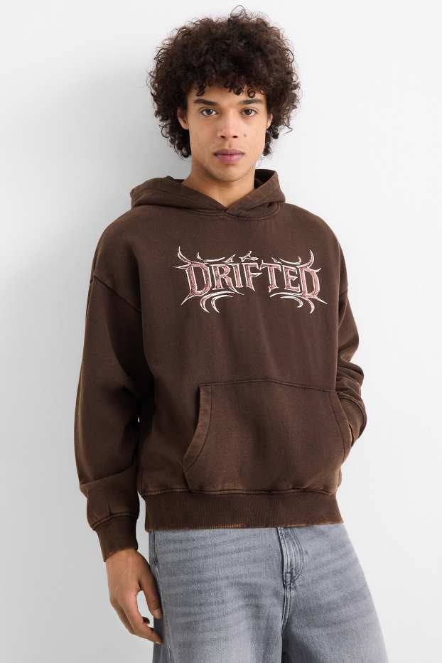 Hommes - Sweat à capuche Oversize - marron foncé