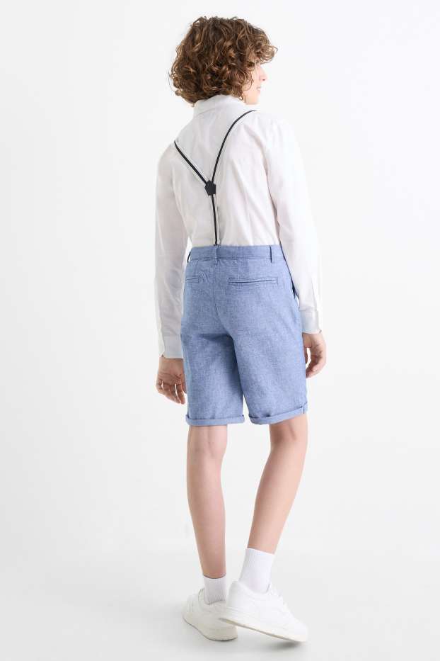 Children Boys - Bermuda shorts with braces - blue