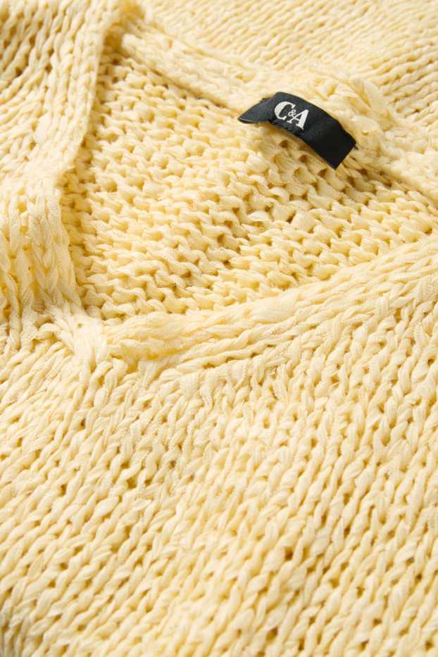 Dames - Gebreide trui - korte mouwen - geel