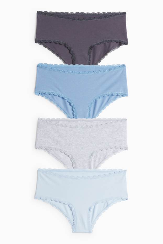 Femei - Multipack 4 perechi - chiloți hipster - albastru / gri