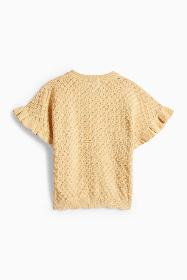 Děti - dívky - Tričko s krátkým rukávem - strukturované - žlutá