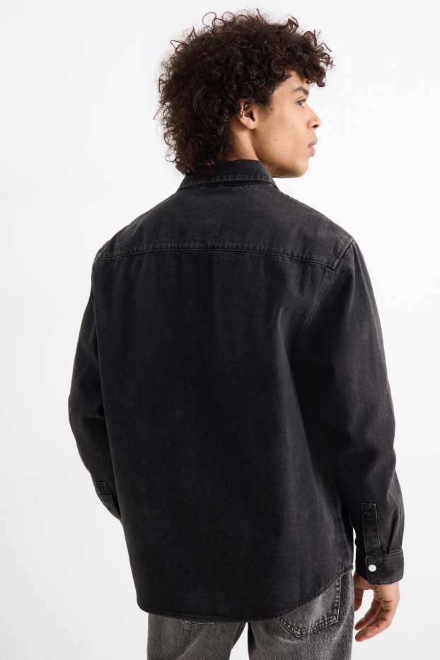 Hommes - Chemise en jean - Oversize - col kent - jean gris foncé