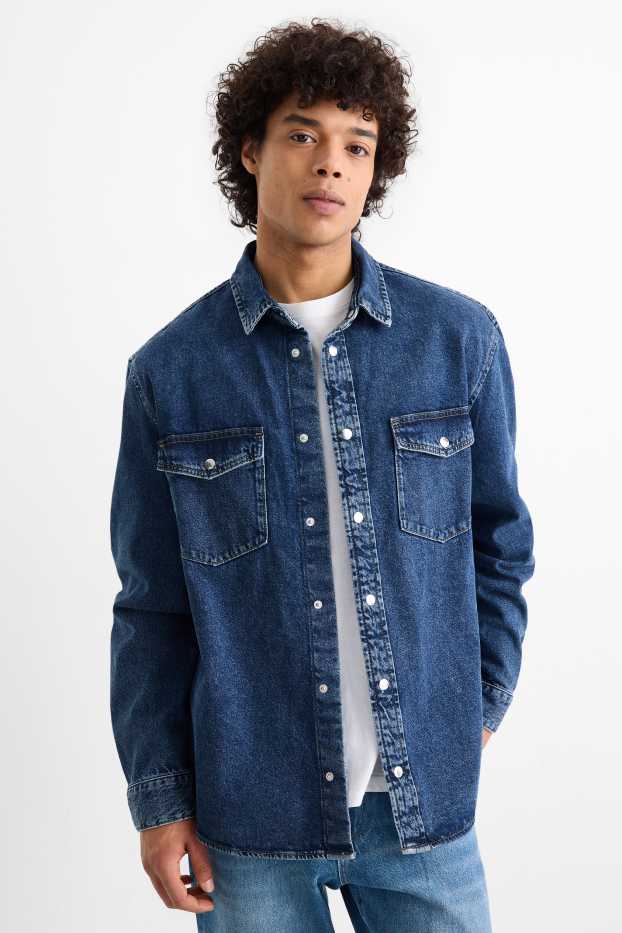 Hommes - Chemise en jean - Oversize - col kent - jean bleu