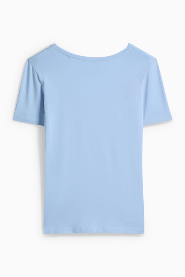 Dámské - Tričko s výstřihem ve tvaru V - slim fit - světle modrá