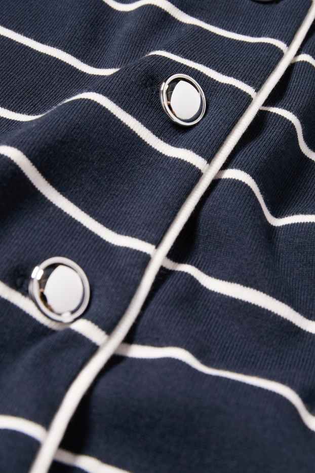 Donna - Cardigan - a coste - a righe - blu scuro