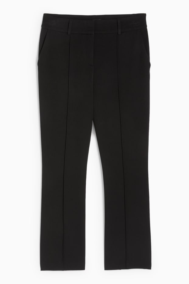Dames - Pantalon - mid waist - flared - zwart
