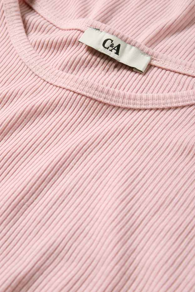 Damen - Langarmshirt - Slim Fit - gerippt - rosa