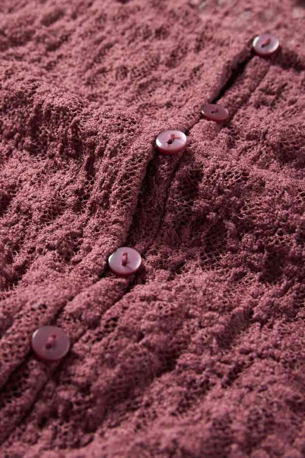 Damen - Crop Langarmshirt - Slim Fit - dunkelrosa