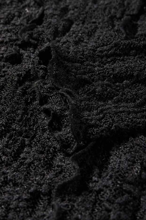 Damen - Crop Langarmshirt - Slim Fit - schwarz