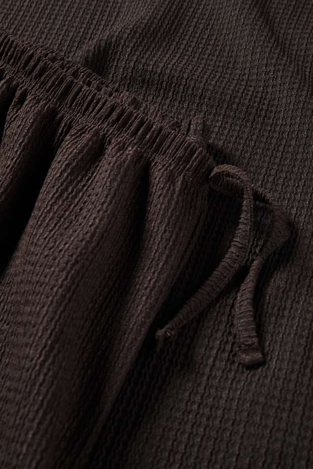 Enfants filles - Ensemble - haut et pantalon en jersey - 2 pièces - finition texturée - marron foncé