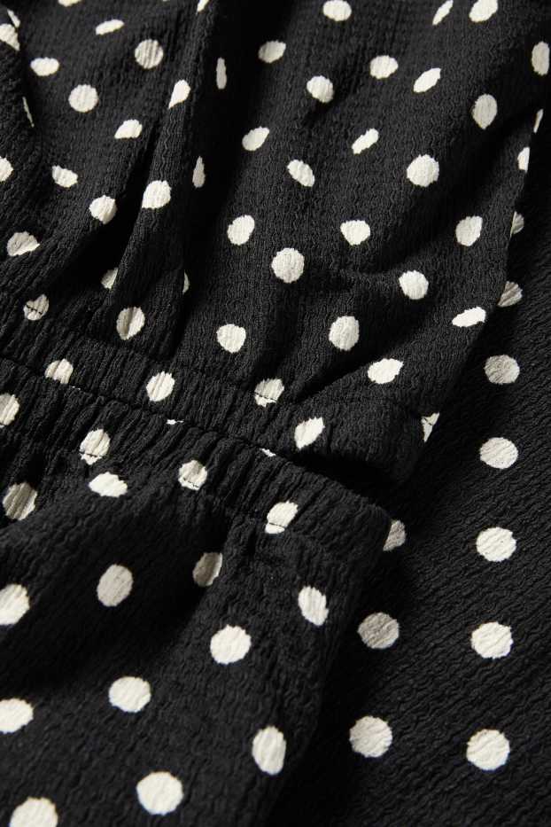 Enfants filles - Combinaison - à pois - finition texturée - noir / blanc