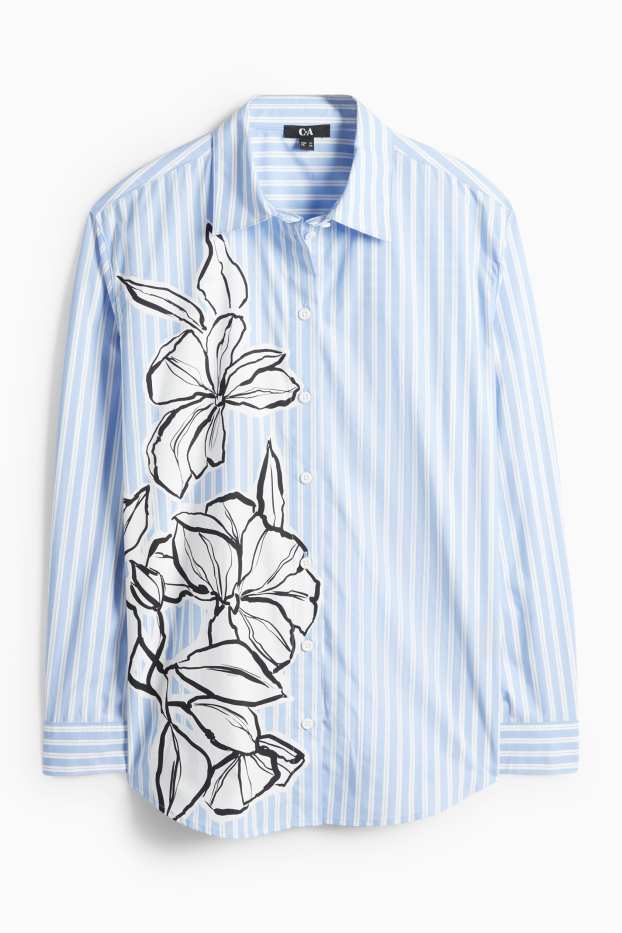 Damen - Hemdbluse - gestreift - hellblau