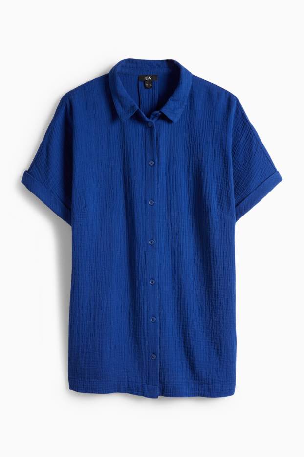 Dona - Brusa de mussolina - blau fosc