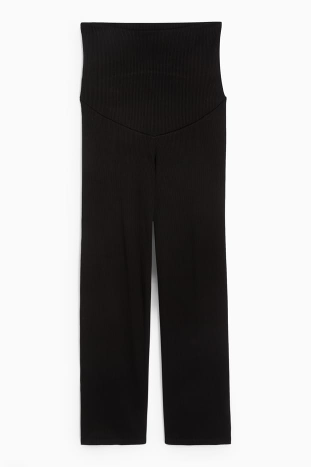 Damen - Jersey-Umstandshose - gerippt - schwarz