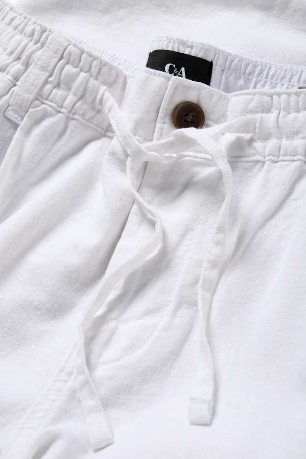Hommes - Chino - tapered fit - lin mélangé - blanc