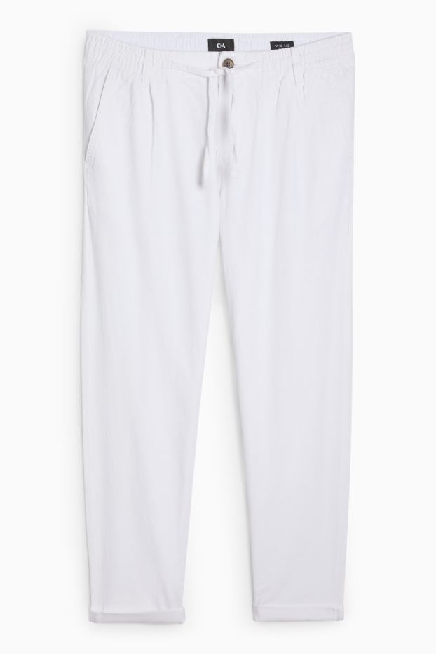 Hommes - Chino - tapered fit - lin mélangé - blanc