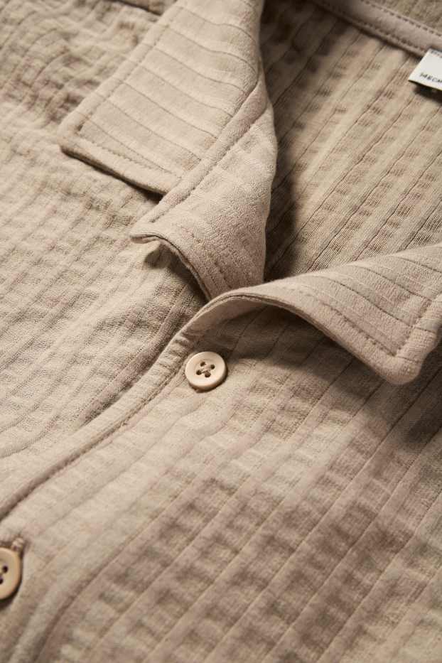 Children Boys - Shirt - ribbed - light brown