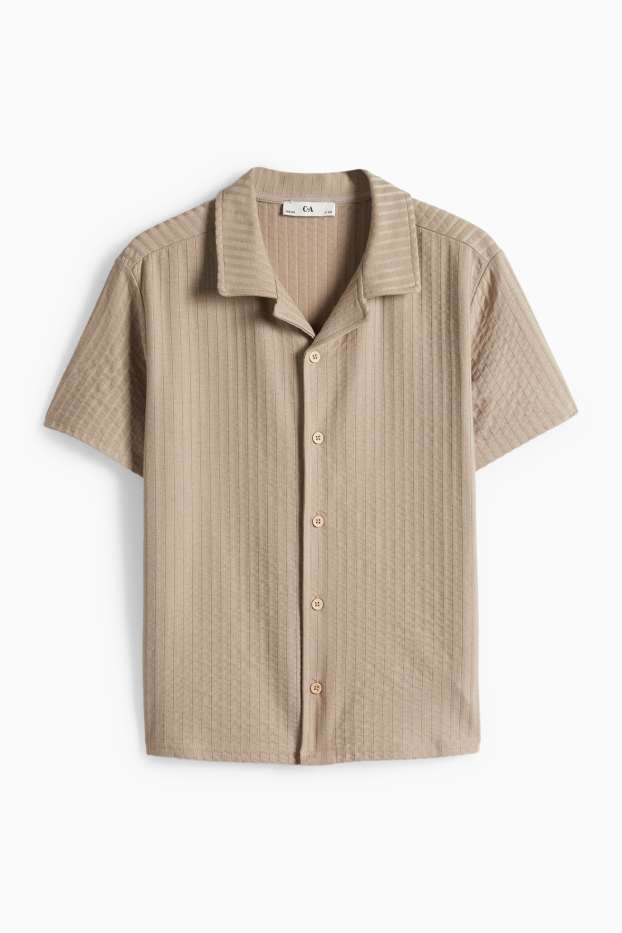 Children Boys - Shirt - ribbed - light brown