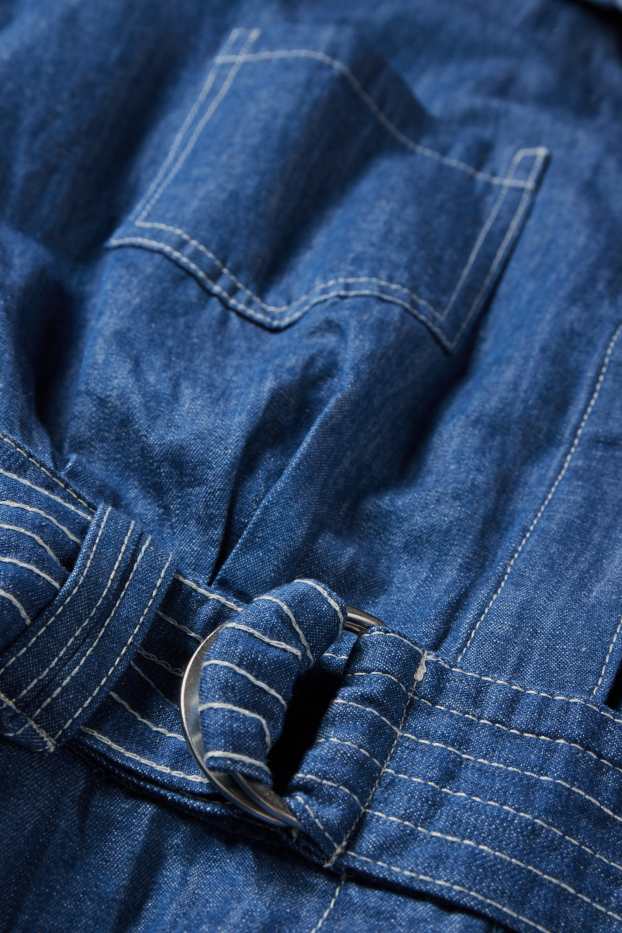 Women - Denim jumpsuit with belt - dark blue