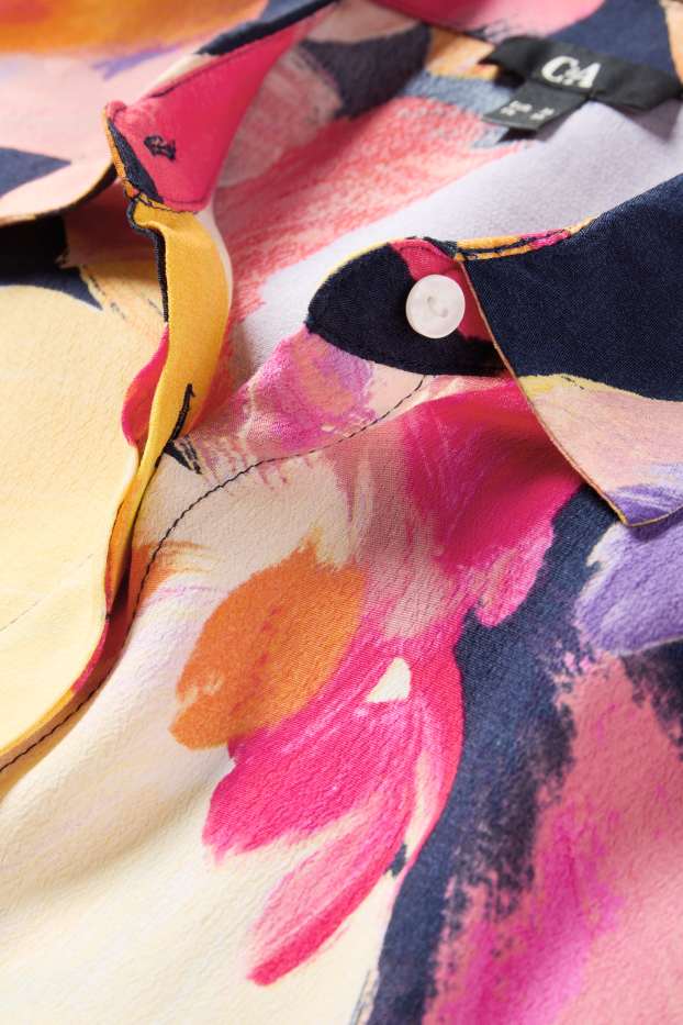 Damen - Hemdbluse - geblümt - strukturiert - bunt