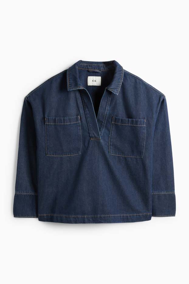 Dámské - Džínová halenka - tmavomodrá