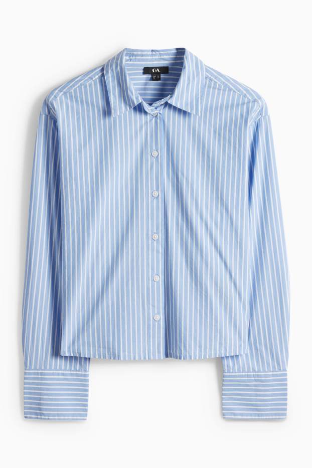 Dames - Hemdblouse - met strepen - wit / blauw