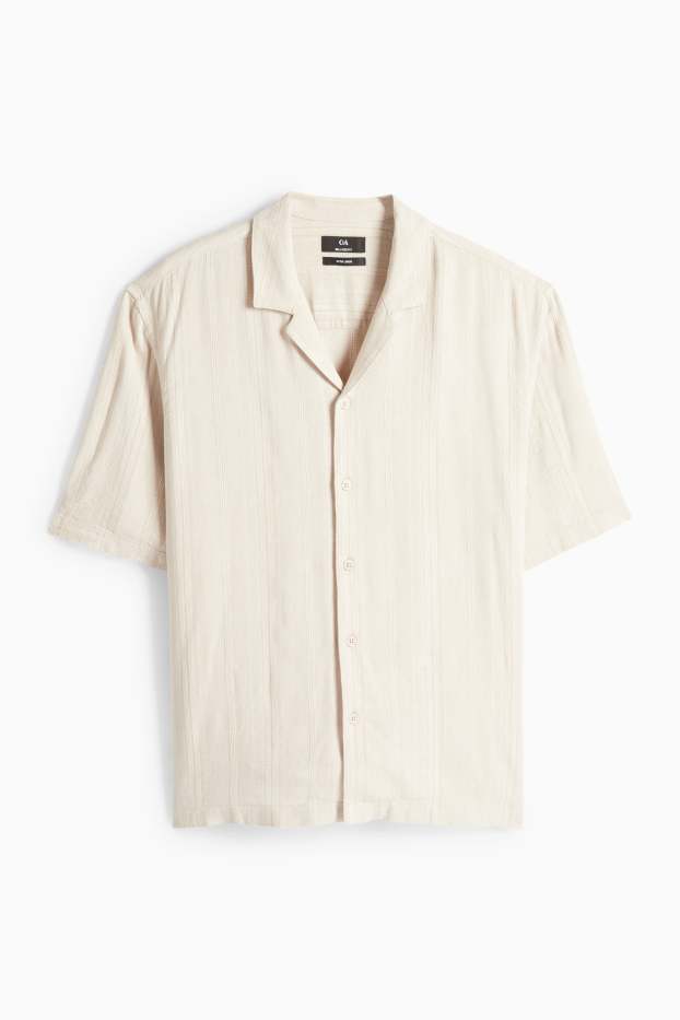 Unisex - Košile s lněným podílem - relaxed fit - klopový límec - béžová