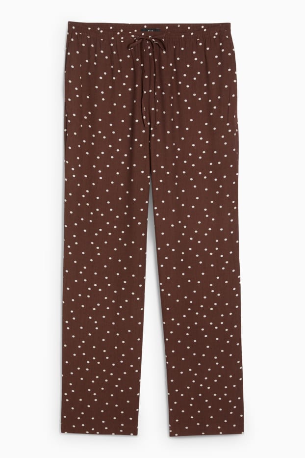 Damen - Stoffhose - Mid Waist - Wide Leg - gepunktet - braun