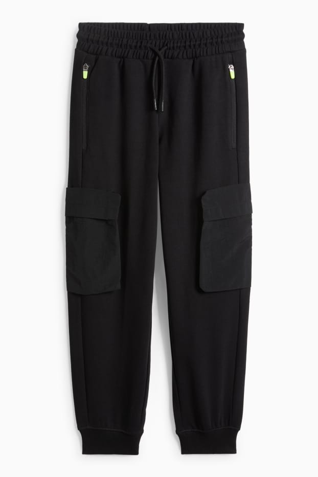 Nen - Pantalons de xandall cargo - negre