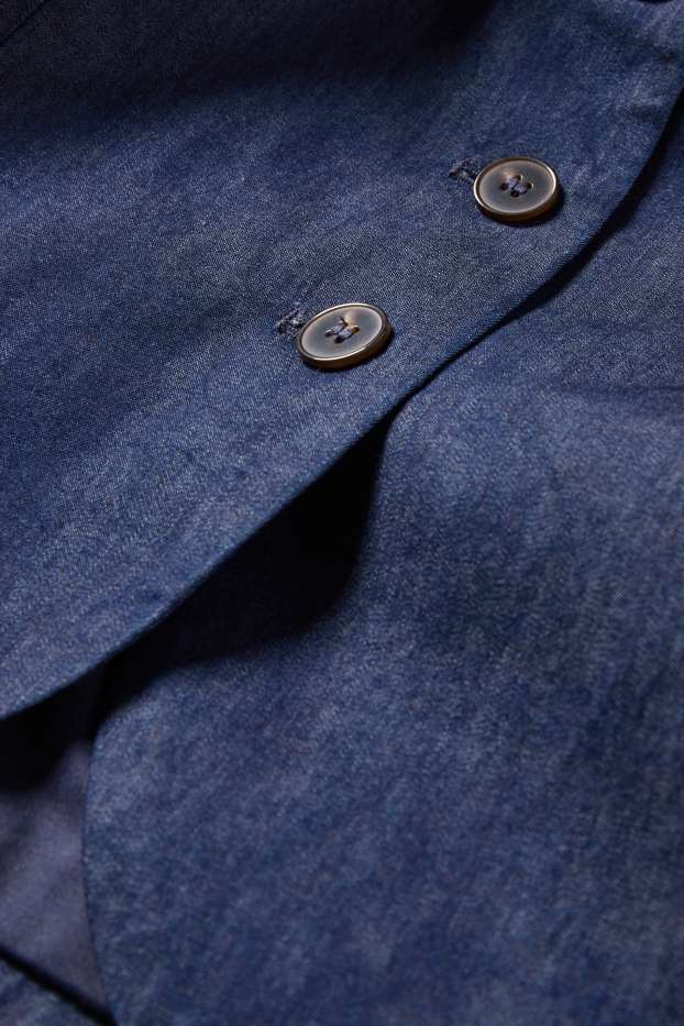 Donna - Gilet di jeans - sciancrato - blu scuro