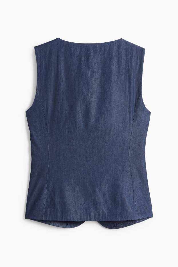 Donna - Gilet di jeans - sciancrato - blu scuro