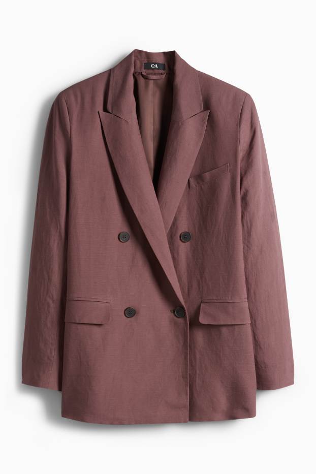 Damen - Business-Blazer mit Leinen-Anteil - Regular Fit - braun