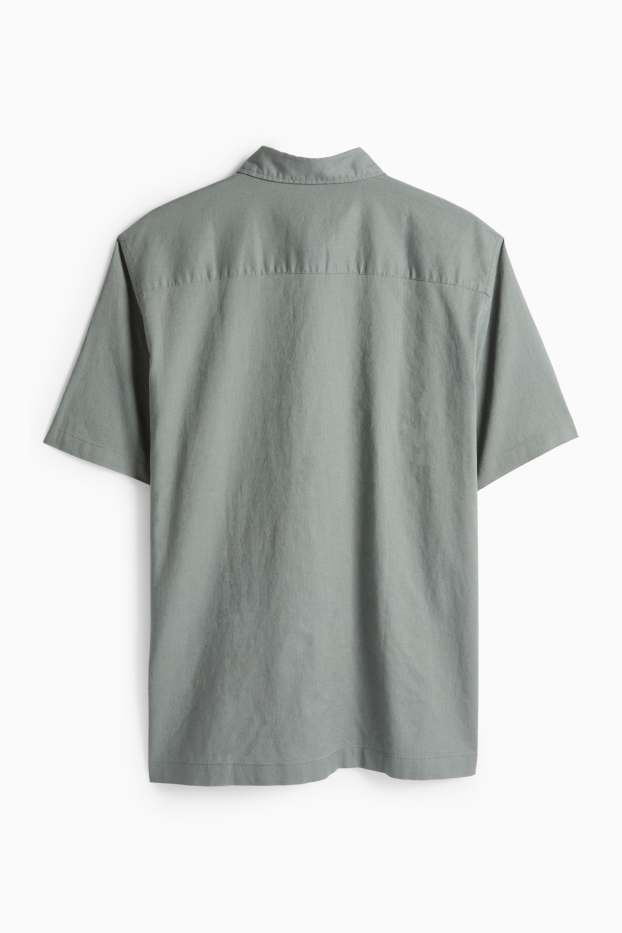 Unisex - Camisa - regular fit - Kent - mescla de lli - gris fosc