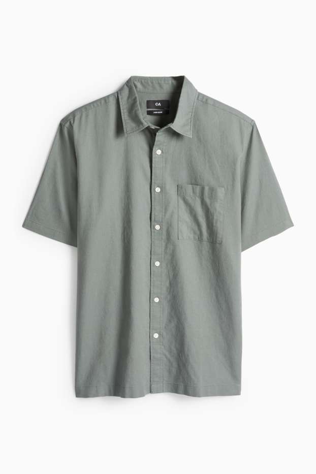 Unisex - Camisa - regular fit - Kent - mescla de lli - gris fosc