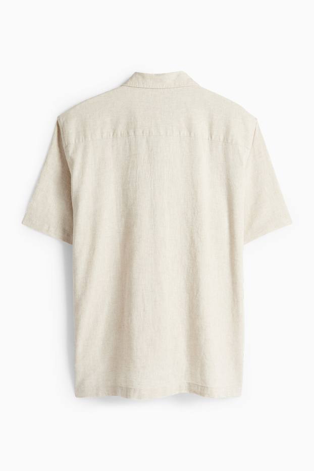 Unisex - Cămașă - regular fit - guler Kent - amestec de in - bej deschis