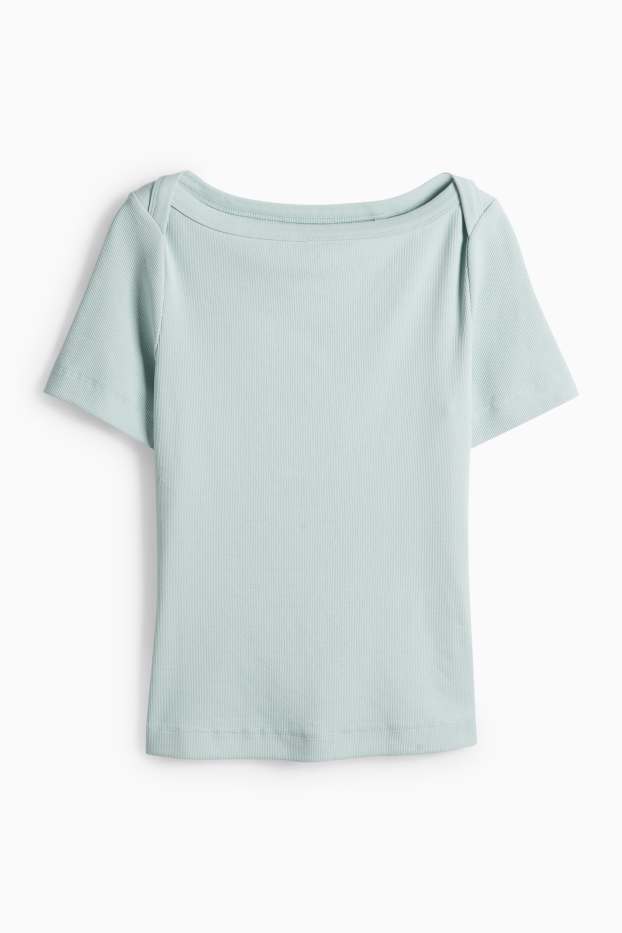 Women - T-shirt - slim fit - ribbed - mint green