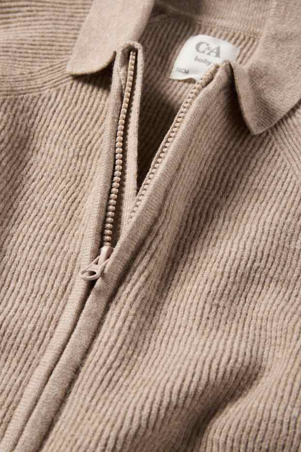 Bebeluși - băieți - Cardigan tricotat bebeluși - maro deschis