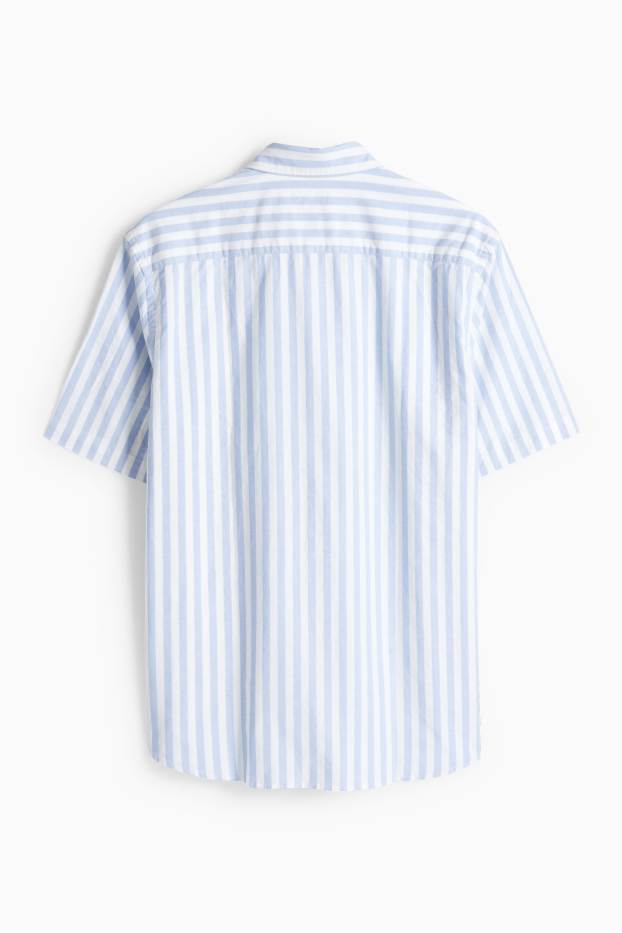 Pánské - Košile - regular fit - kent - pruhovaná - bílá / světle modrá