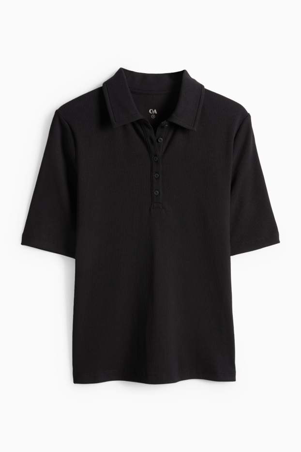 Dona - Polo - regular fit - de ratlles - negre