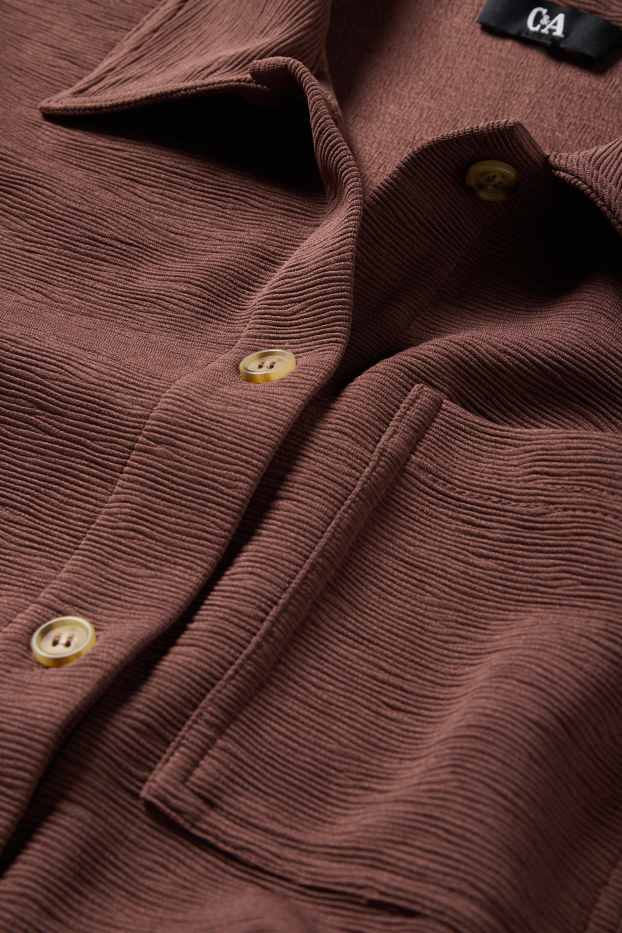 Damen - Hemdbluse - strukturiert - dunkelbraun