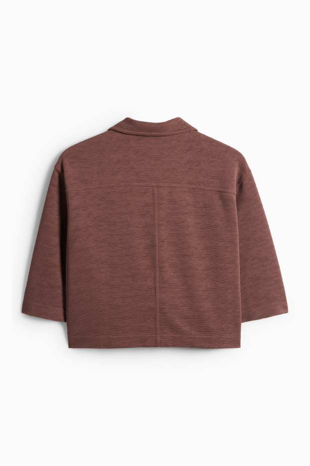 Damen - Hemdbluse - strukturiert - dunkelbraun