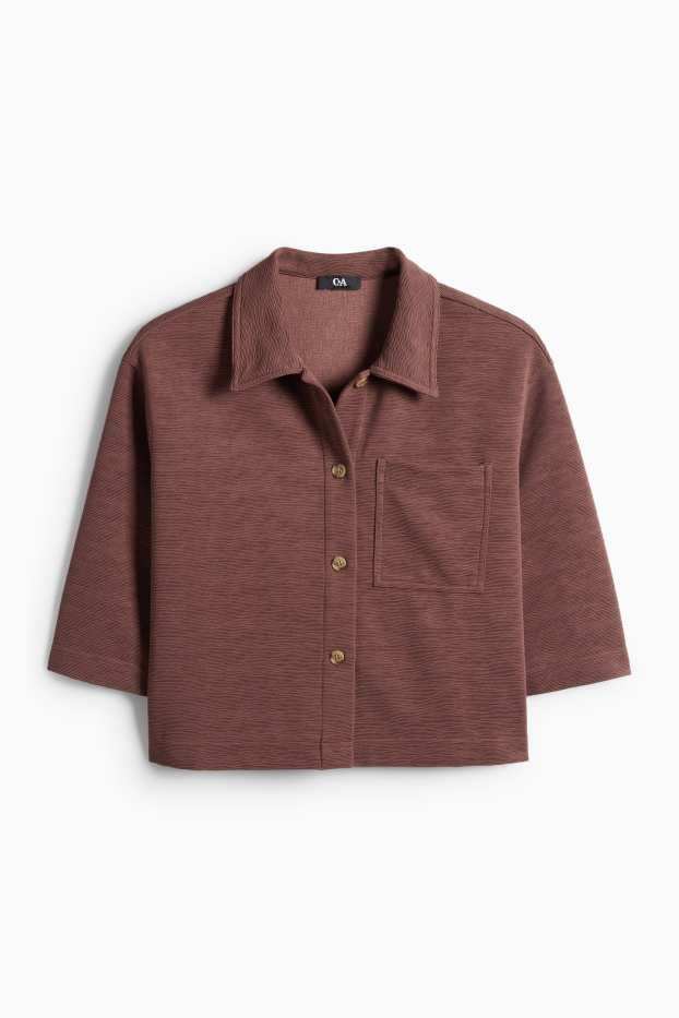 Damen - Hemdbluse - strukturiert - dunkelbraun