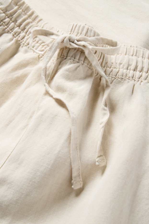 Women - Cloth trousers - mid-rise waist - wide leg - linen blend - light beige