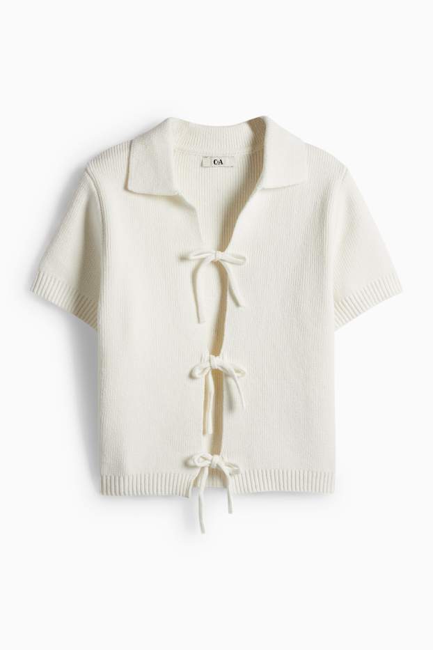 Damen - Strickjacke - cremeweiss