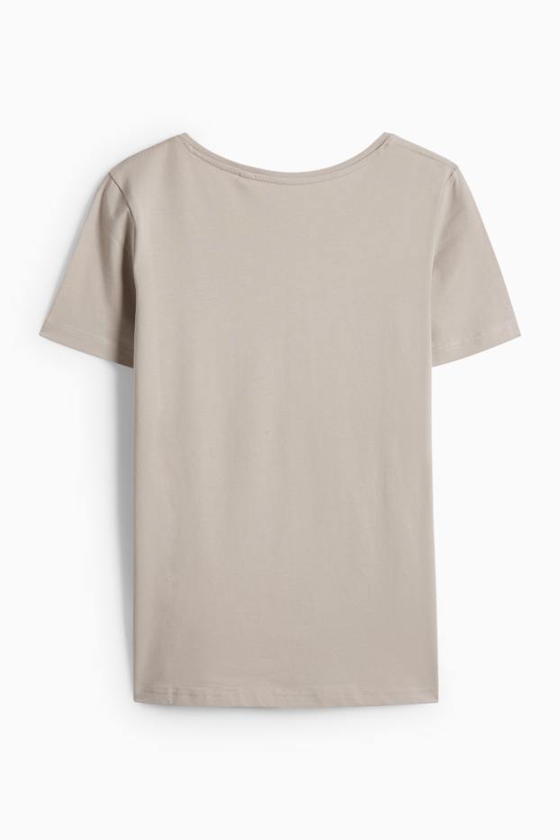 Dames - T-shirt - slim fit - licht beige