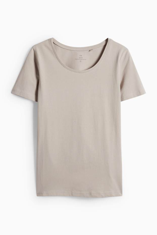 Dames - T-shirt - slim fit - licht beige