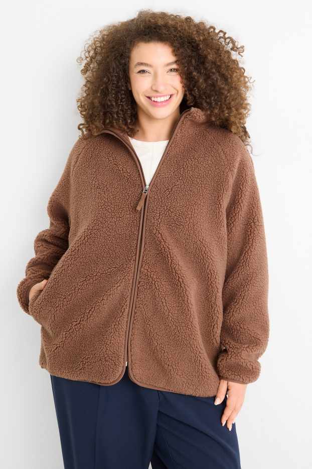 Women - Teddy fur jacket - brown