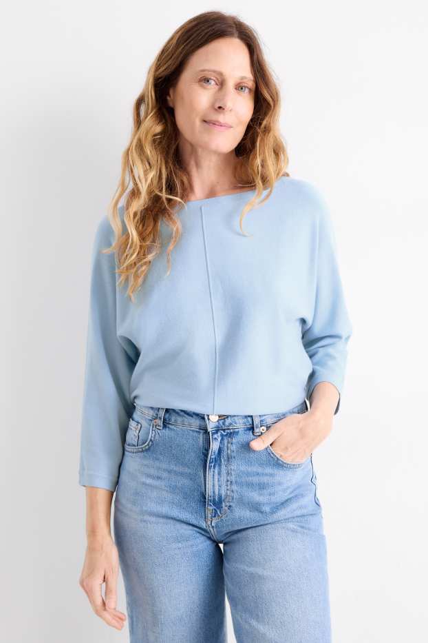 Femmes - Pull en maille fine - bleu clair